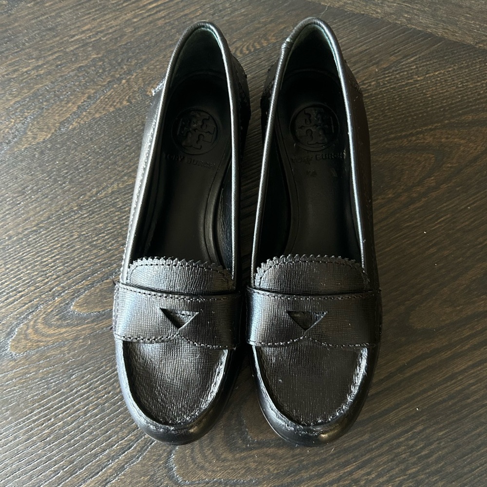 Tory Burch Black Penny Leather Loafers